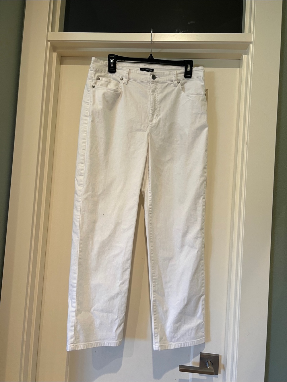 Eileen Fisher White Straight-Leg Jeans